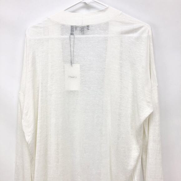 Theory Womens Sag Harbor Cardigan Small White Open Front Linen Lightweight NWT - Picture 7 of 9